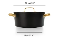 ARCOS Sets De Sartenes Y Cacerolas|Packs Exclusivos Online|Set 3 piezas Serie Samoa Iconic Negra+ espátula ranurada y pinzas